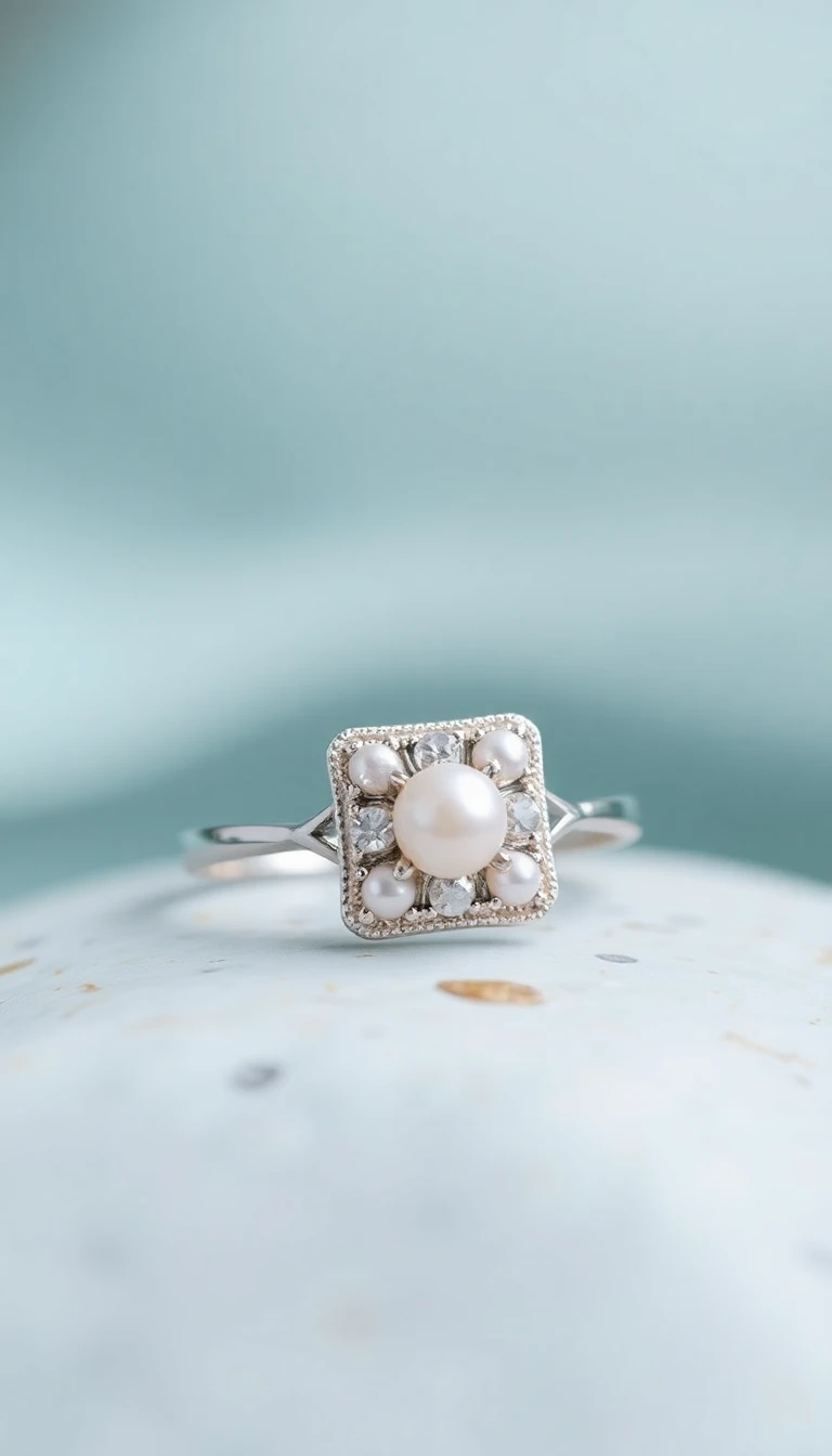 Square Cluster Pearl Ring