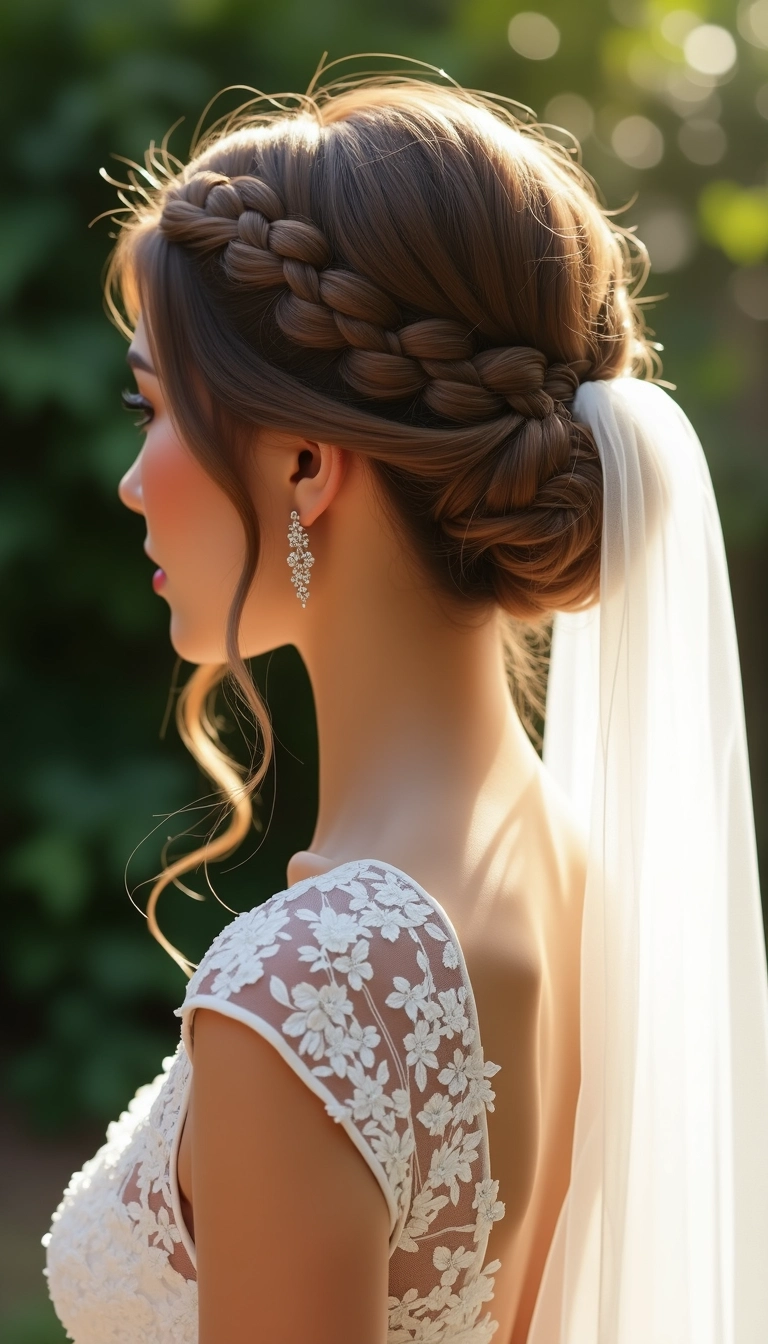 Braided Crown with Veil