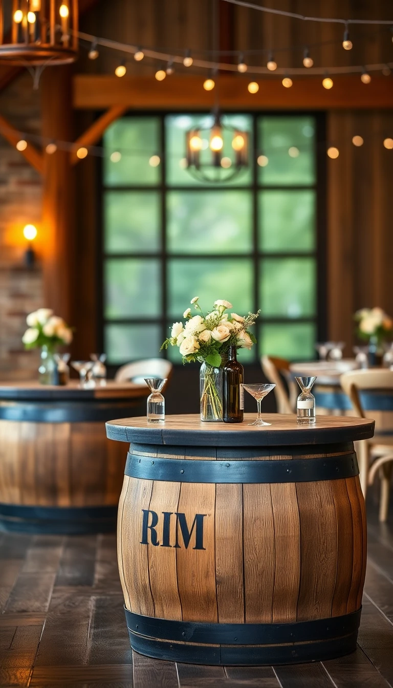 Rustic Wooden Barrel Cocktail Tables