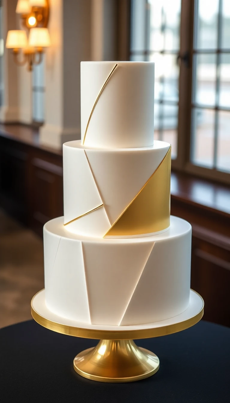 Geometric Gold Accented Cake