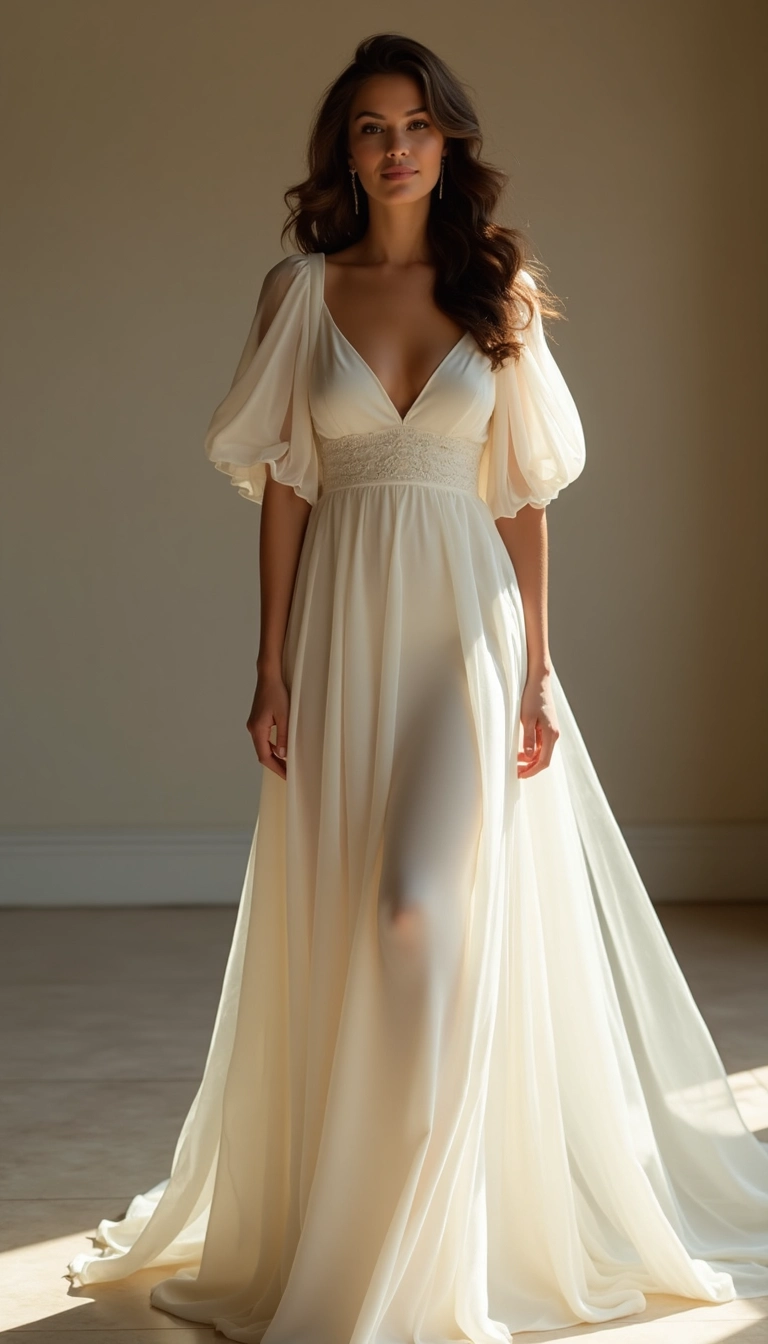 Peasant Sleeve Wedding Dress