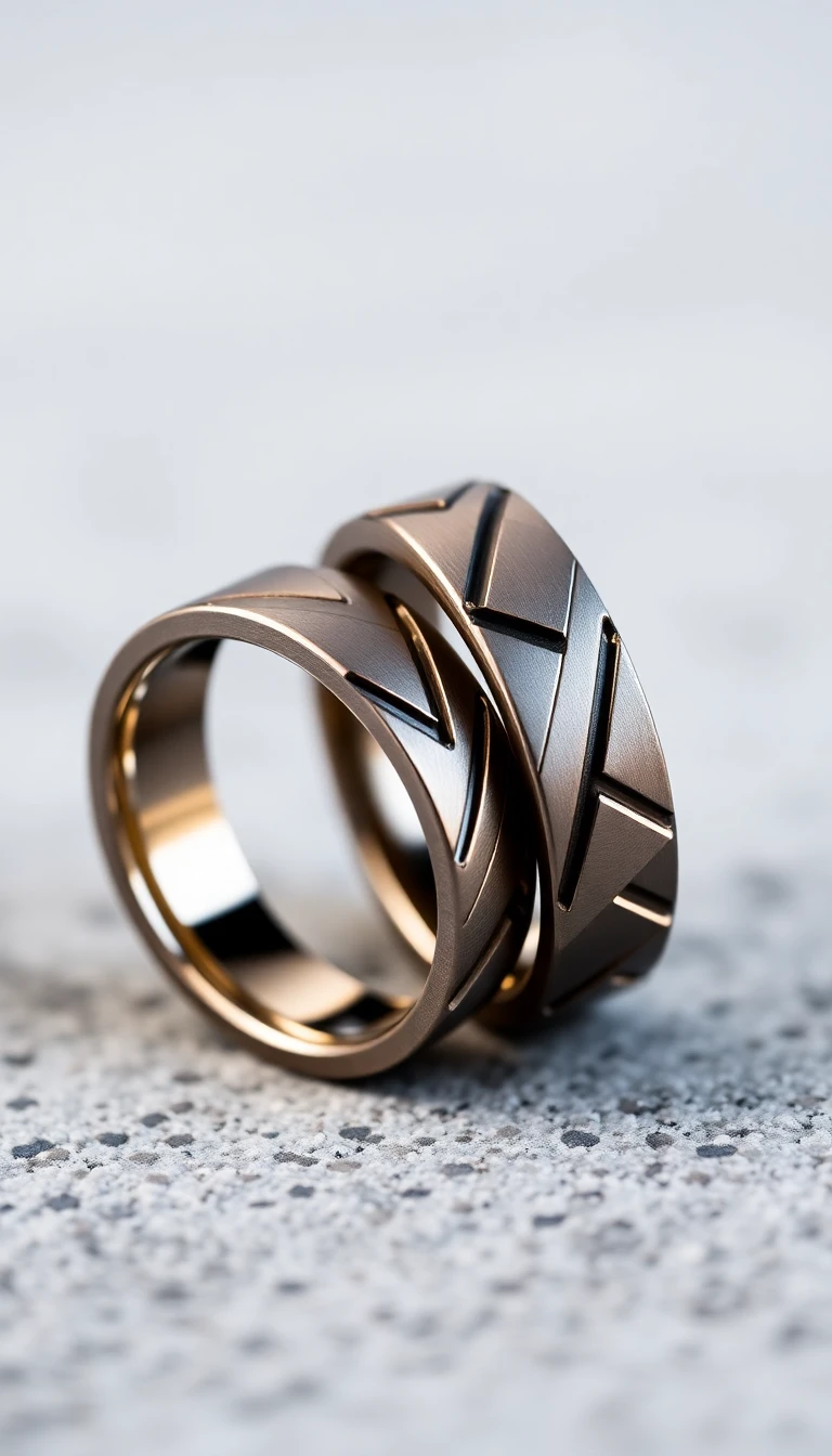 Chic Geometric Tungsten Band Pair