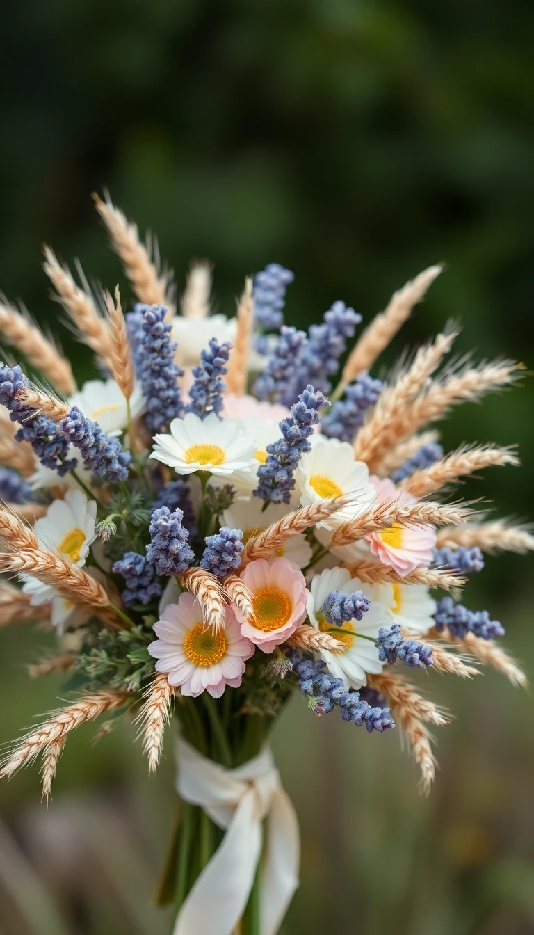 Rustic Wheat and Lavender Bouquet