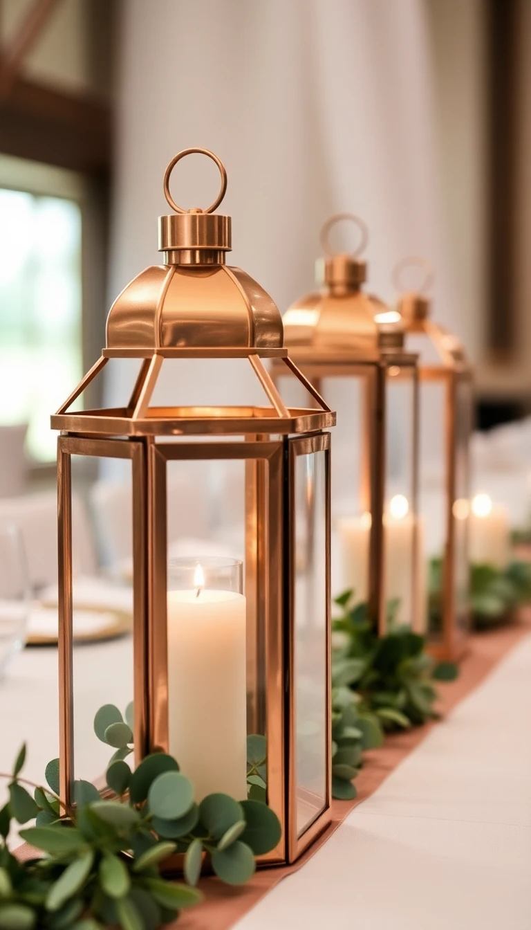 Copper Lanterns with Eucalyptus