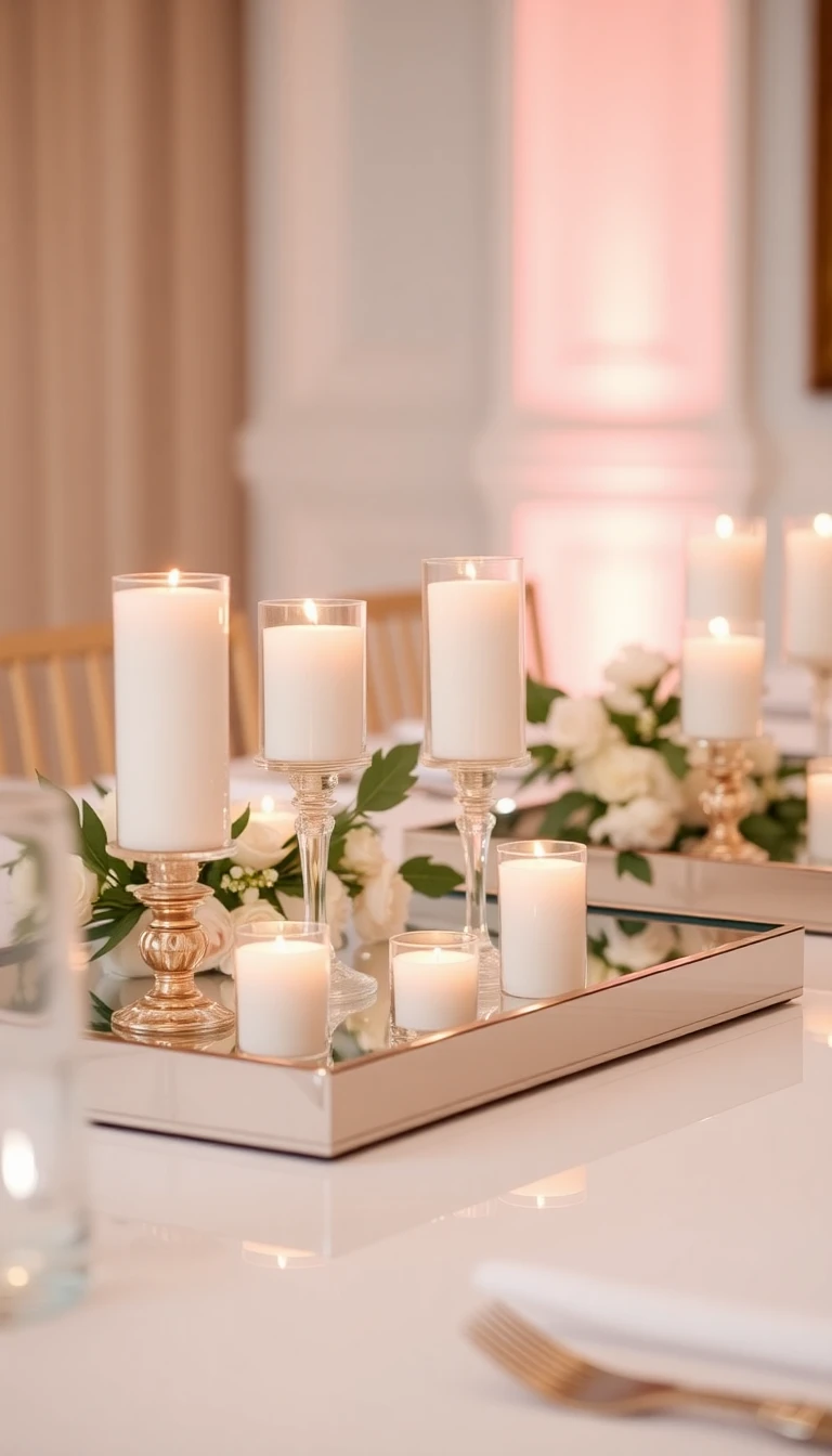 Chic Mirrored Trays with Pillar Candles