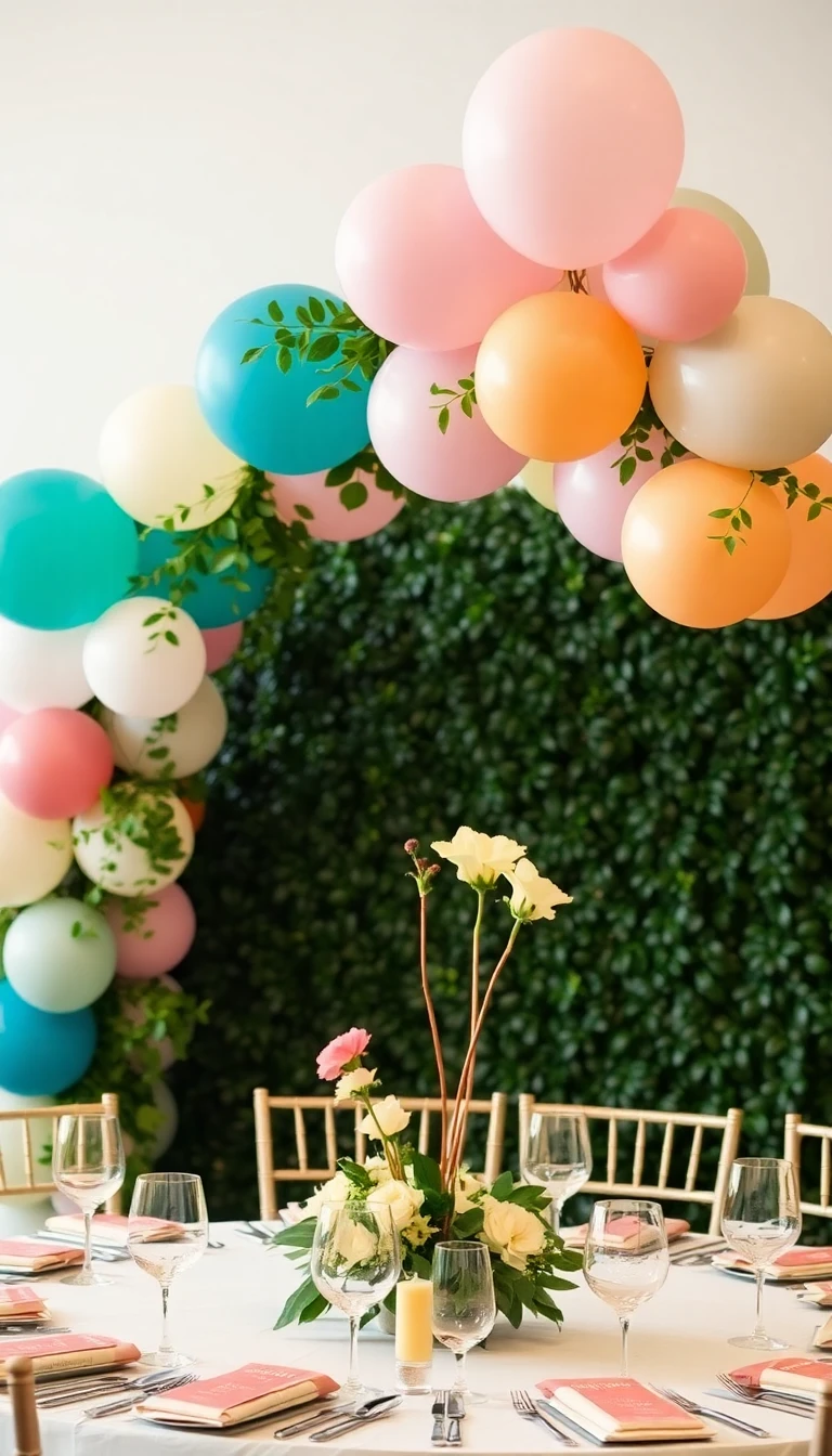 Whimsical Balloon and Greenery Arch