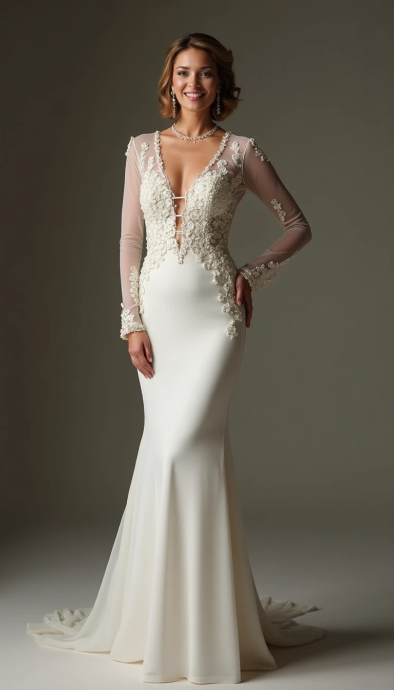 Refined Long Sleeve Mother Of The Bride Gown for Classy Appeal