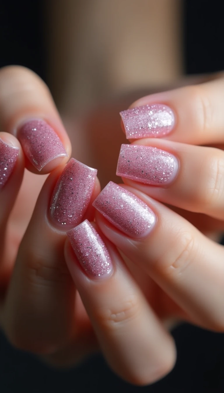 Glitter Pink Wedding Nails: Sparkle Like a Star