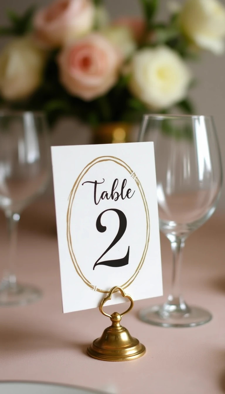 Elegant Table Numbers: Classy Touch in Bridal Shower Decorations
