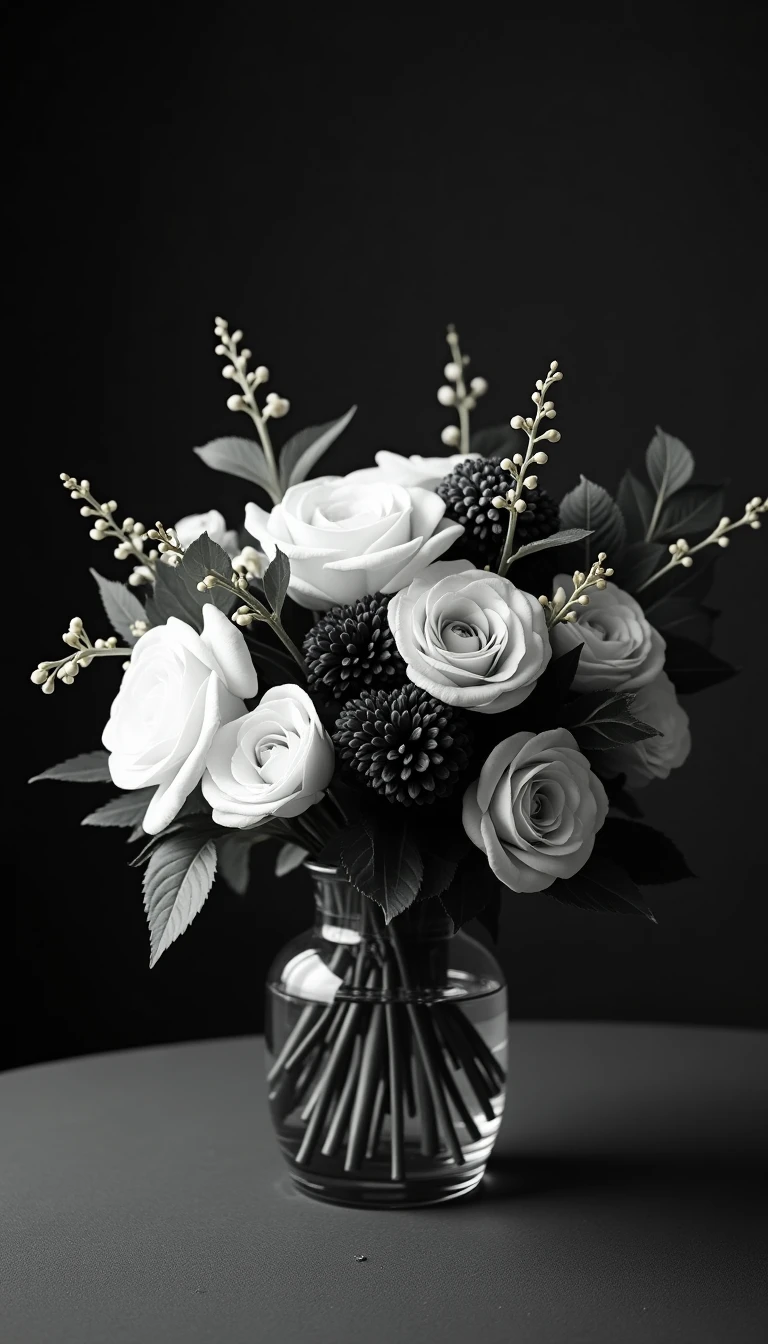 Elegant Black and White Wedding Floral Arrangements