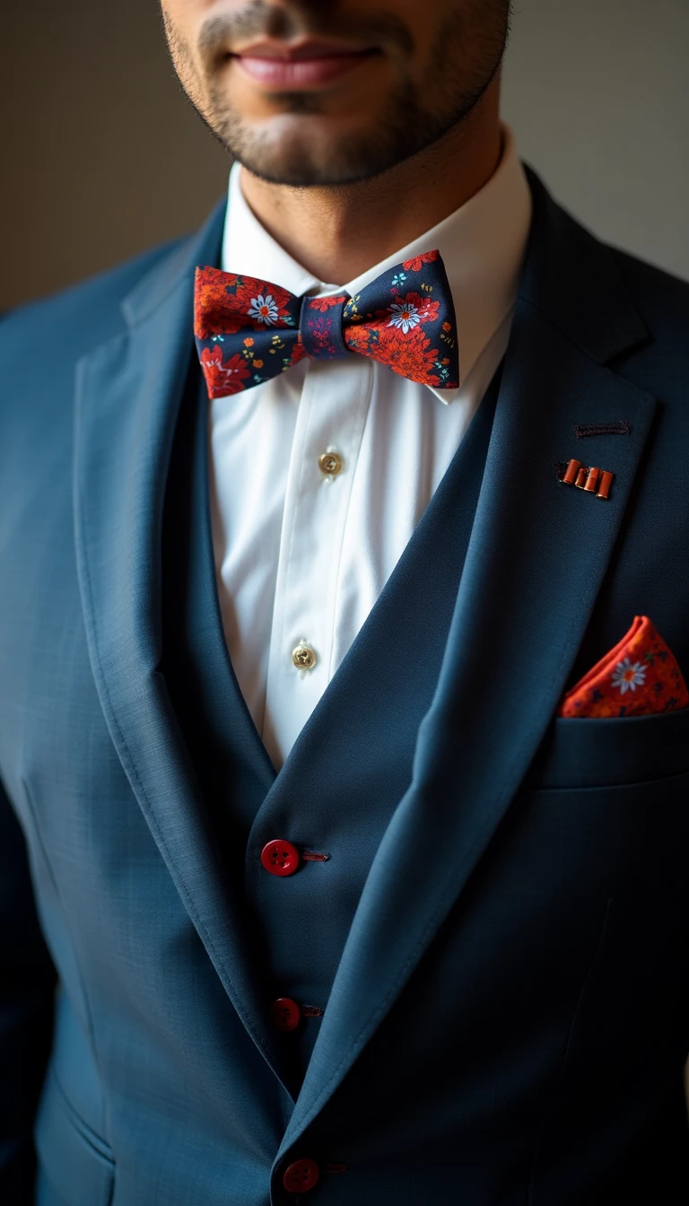 Vibrant Ties and Bowties: A Pop of Color in Casual Groom Attire