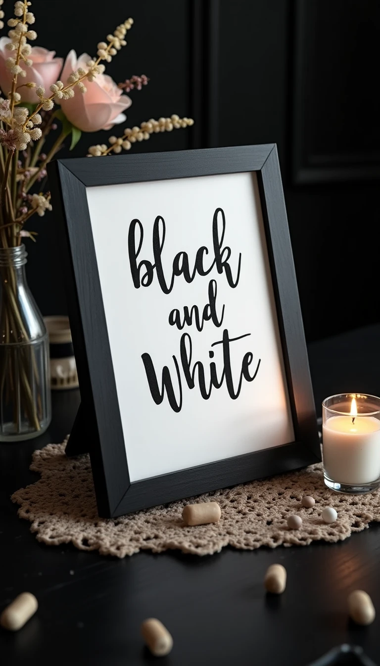 Bold Black and White Wedding Decor: Signage