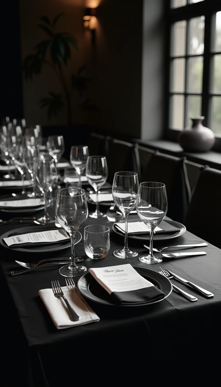 Black and White Wedding Table Settings: Dining in Style