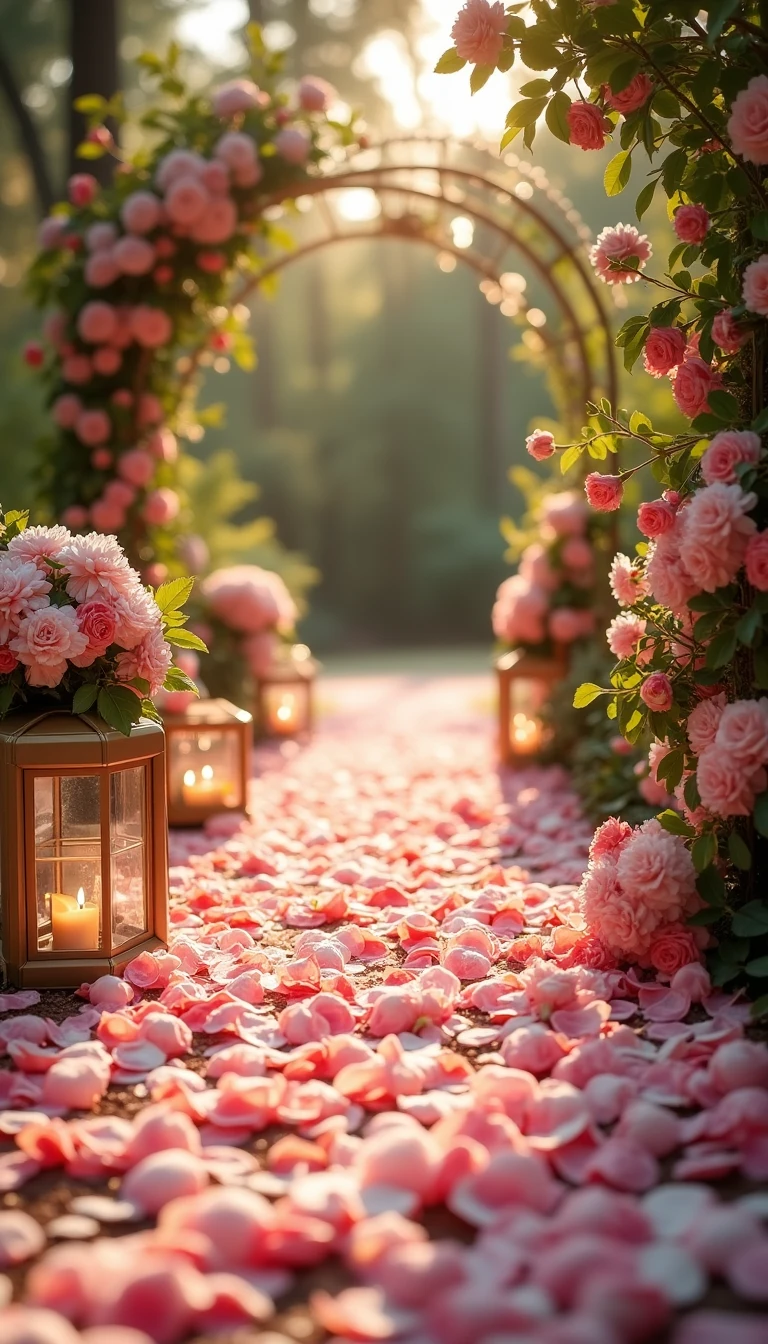 Enchanting Petal Pathways: A Romantic Wedding Aisle Decorations Outdoor