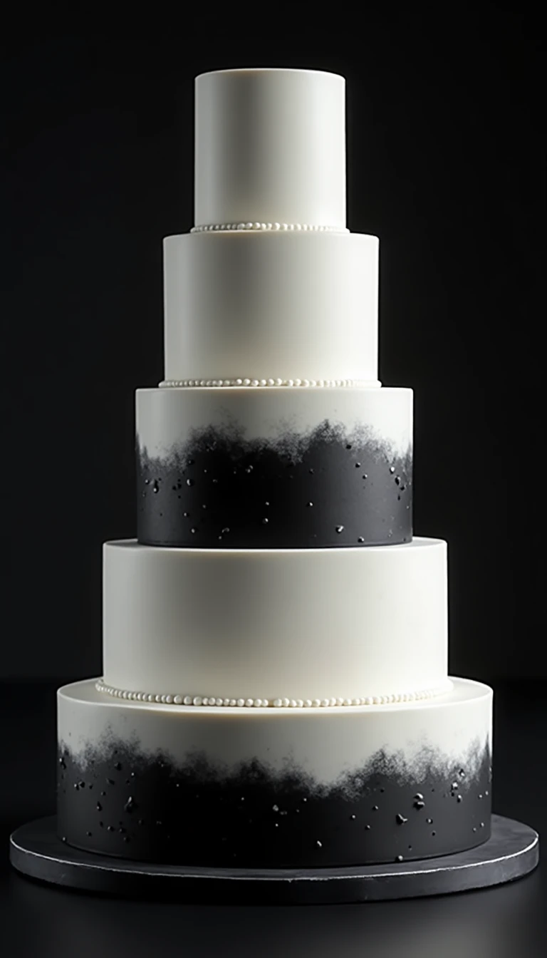 Chic Ombre Black and White Wedding Cake for a Modern Touch