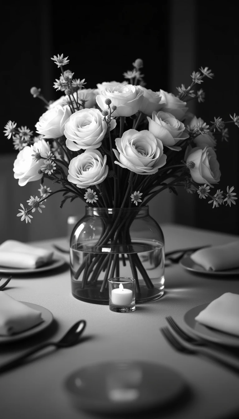Classic Centerpieces for a Black and White Wedding Reception