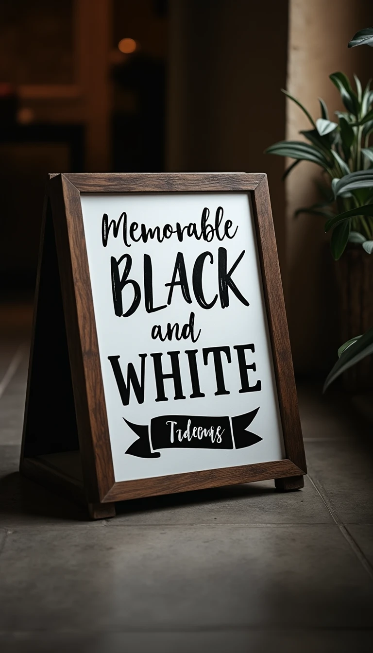 Memorable Black and White Wedding Theme Signage