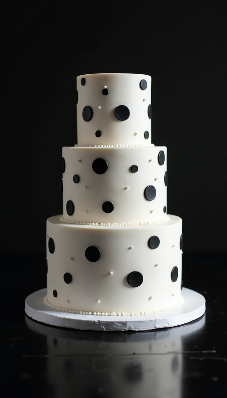 Playful Polka Dots on a Black and White Wedding Cake