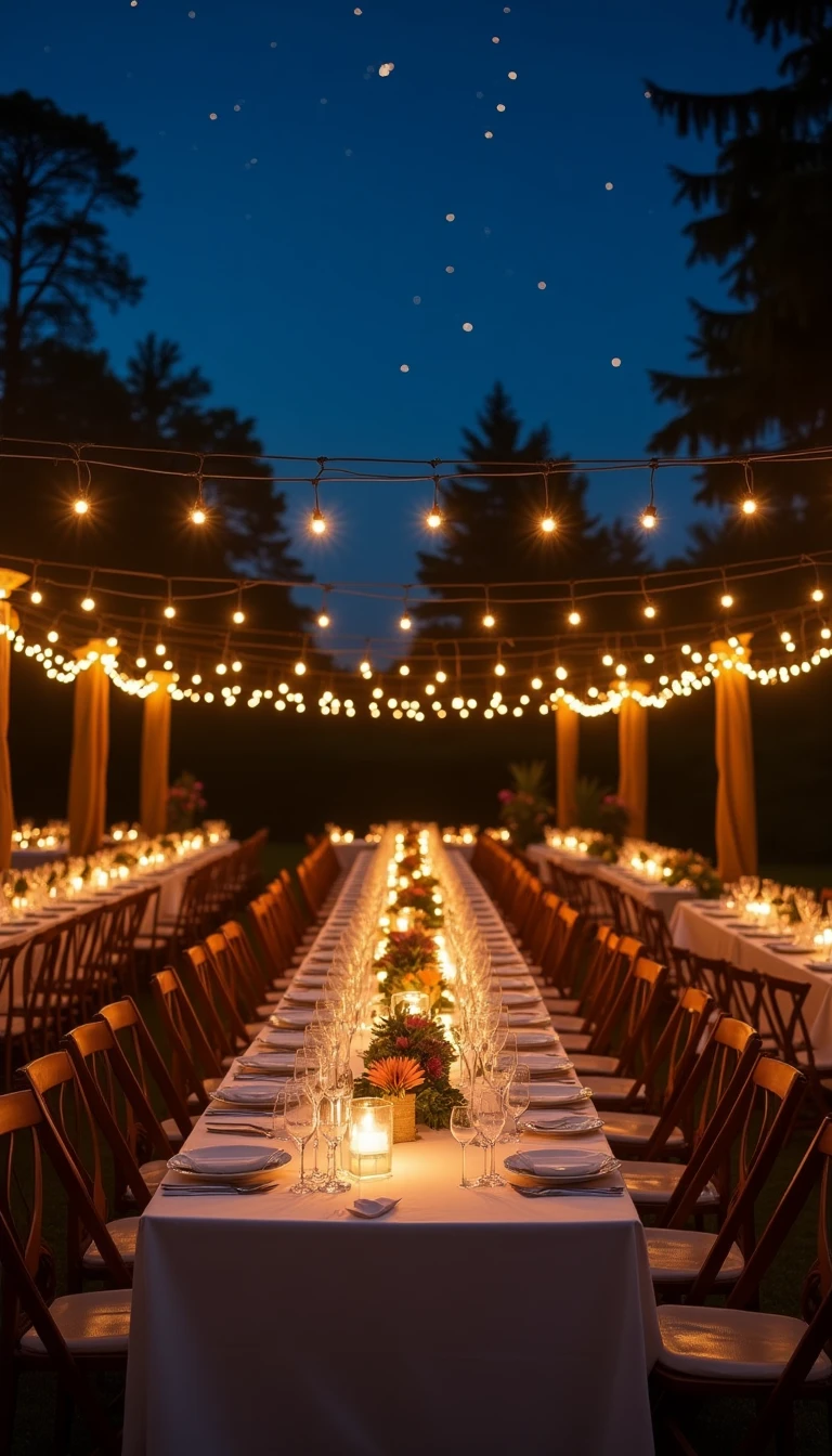 Starlit Charm: Lighting for Your Outdoor Wedding Reception