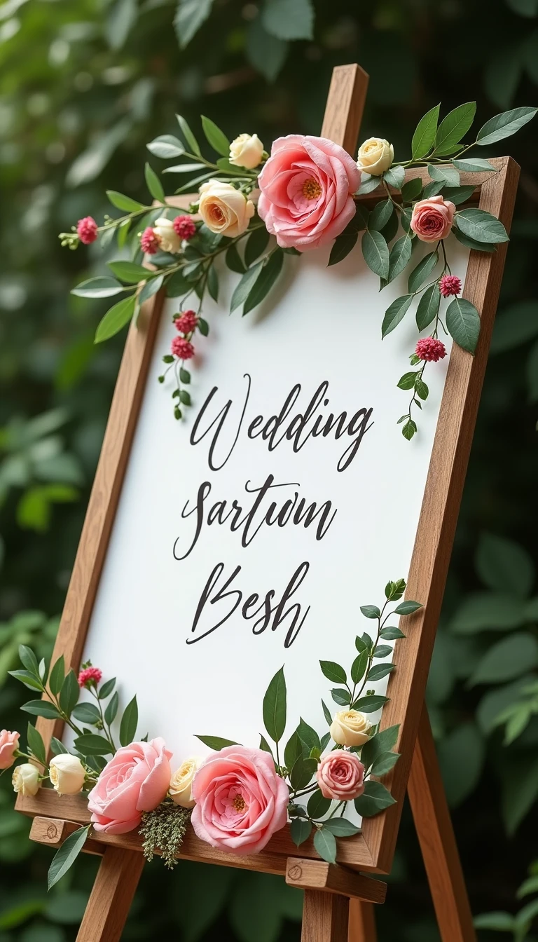Nature-Inspired: DIY Wedding Signs with Floral Accents