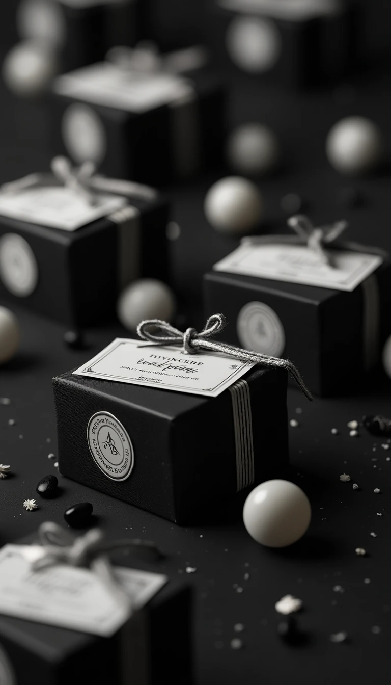 Innovative Black and White Wedding Theme Favors