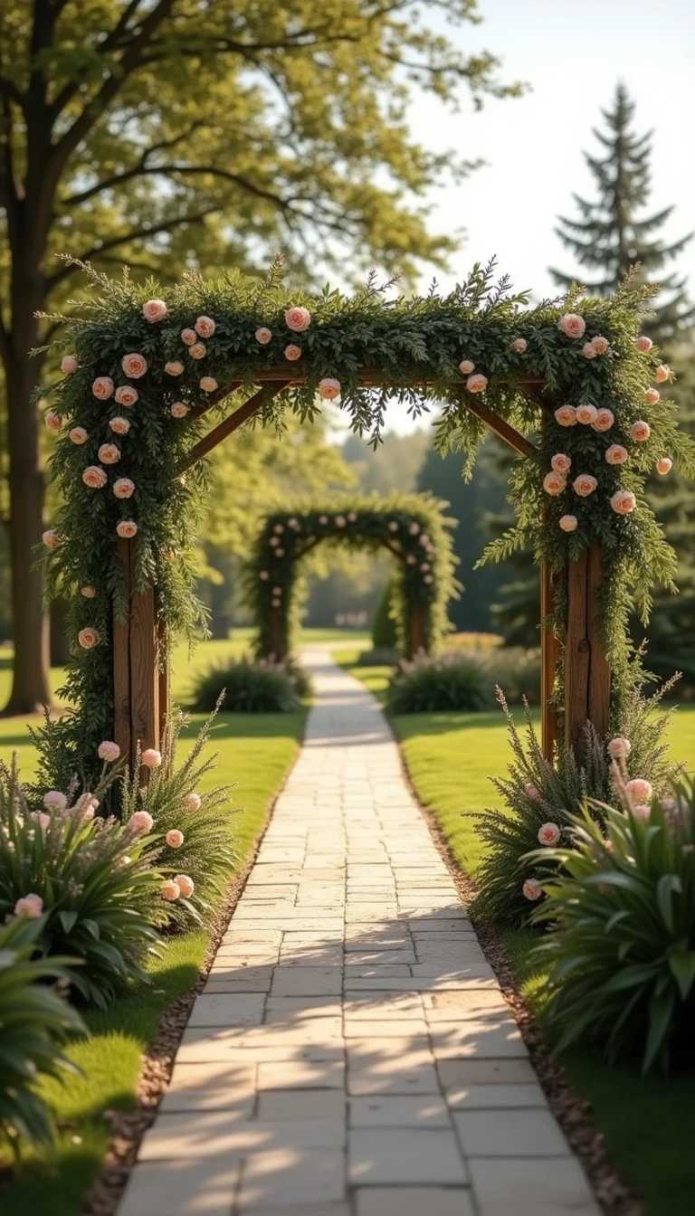 Rustic Wooden Arches: A Stunning Centerpiece of Outdoor Wedding Decorations