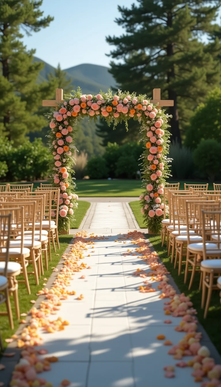 Charming Floral Arrangements for Wedding Aisle Decorations Outdoor