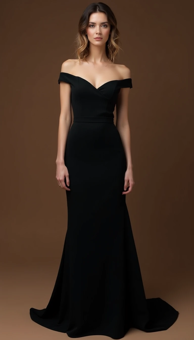 The Daring Off-Shoulder Black Tie Wedding Guest Dress