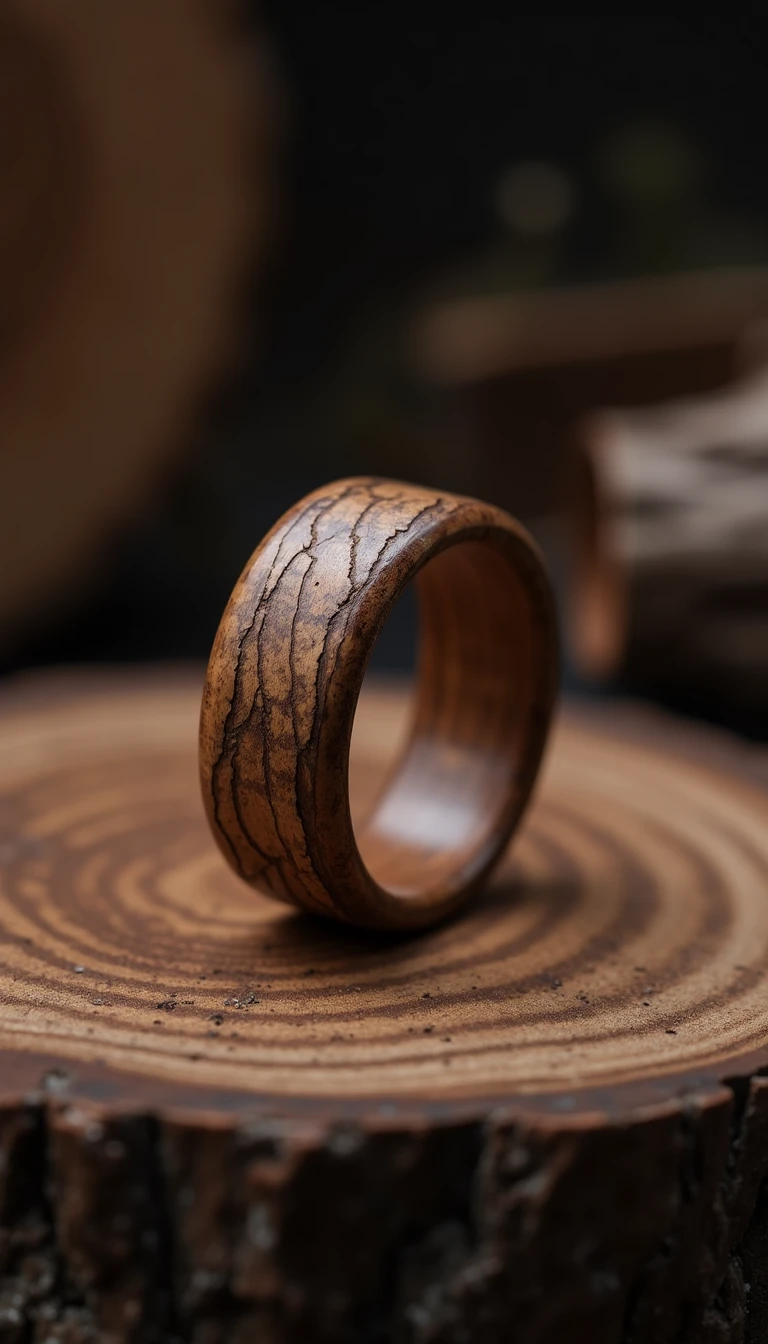 Rustic Appeal: The Wooden Groom Ring