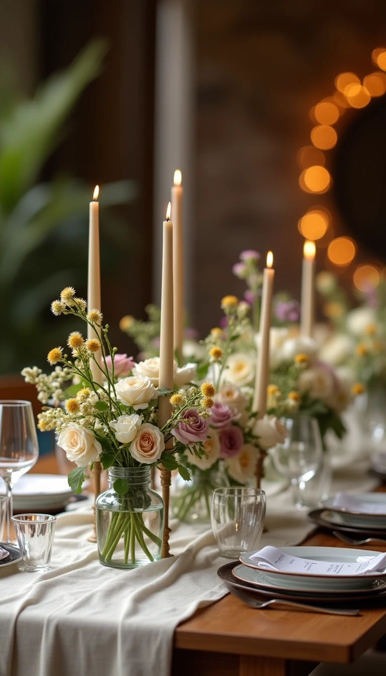 Wildflower Wedding Theme Table Settings for Rustic Elegance