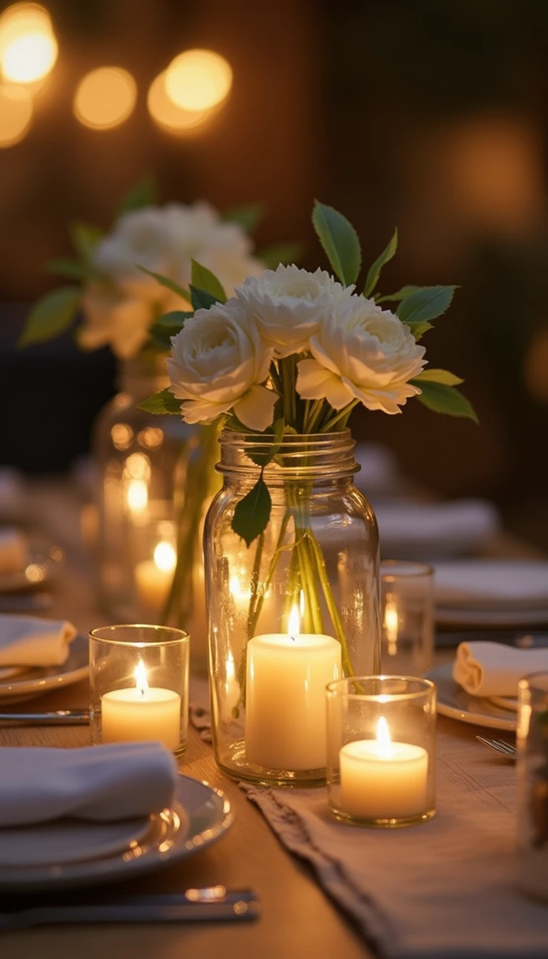 Charming Mason Jar Centerpieces: A Classic DIY Wedding Decoration