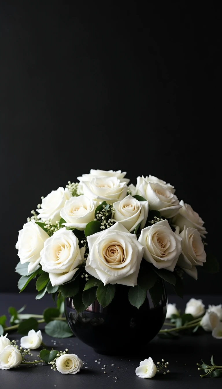 Chic Black and White Wedding Decor: Floral Arrangements