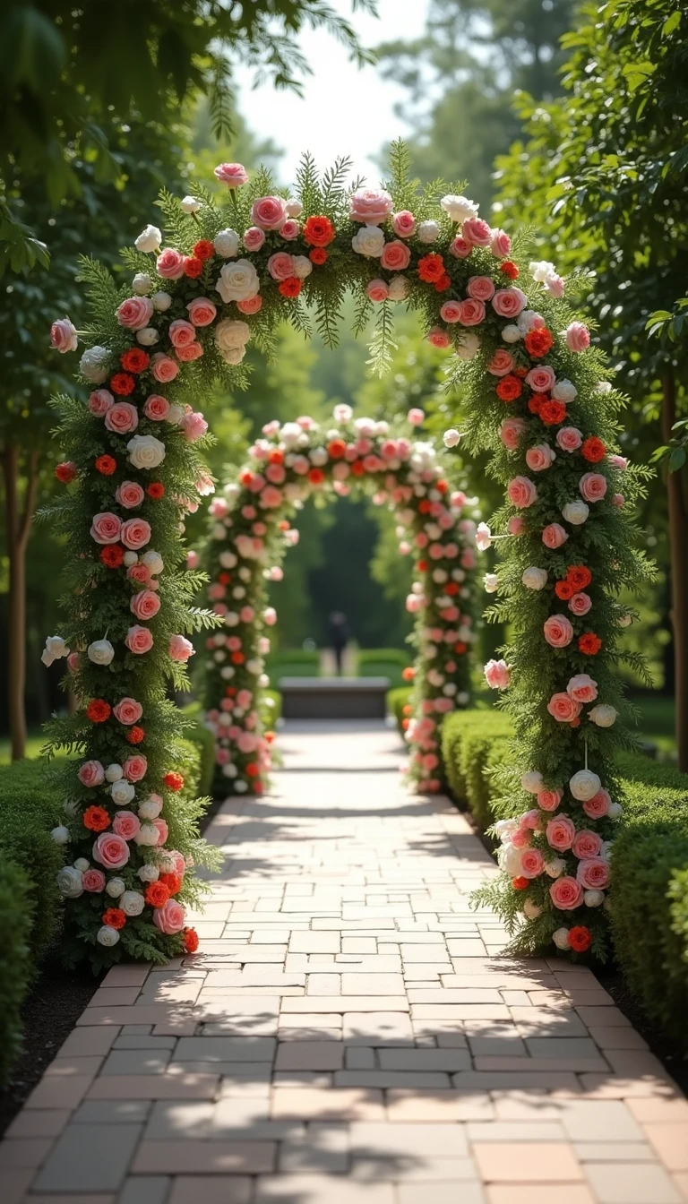 Breathtaking Archways: A Stunning Focal Point in Wedding Aisle Decorations Outdoor