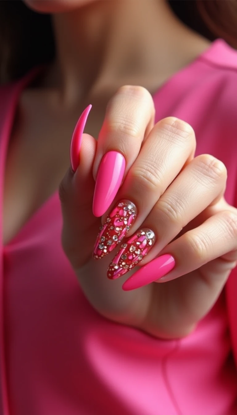 Bold Hot Pink Wedding Nails: Make a Statement