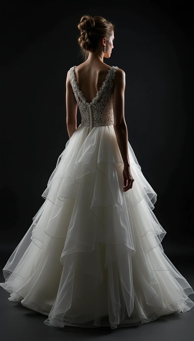 The Layered Black and White Wedding Dress: A Textural Delight