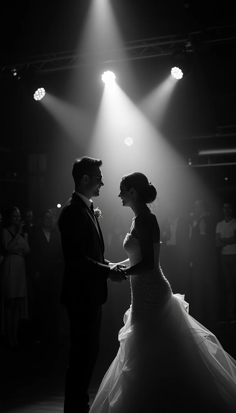 Dramatic Lighting for a Black and White Wedding Reception