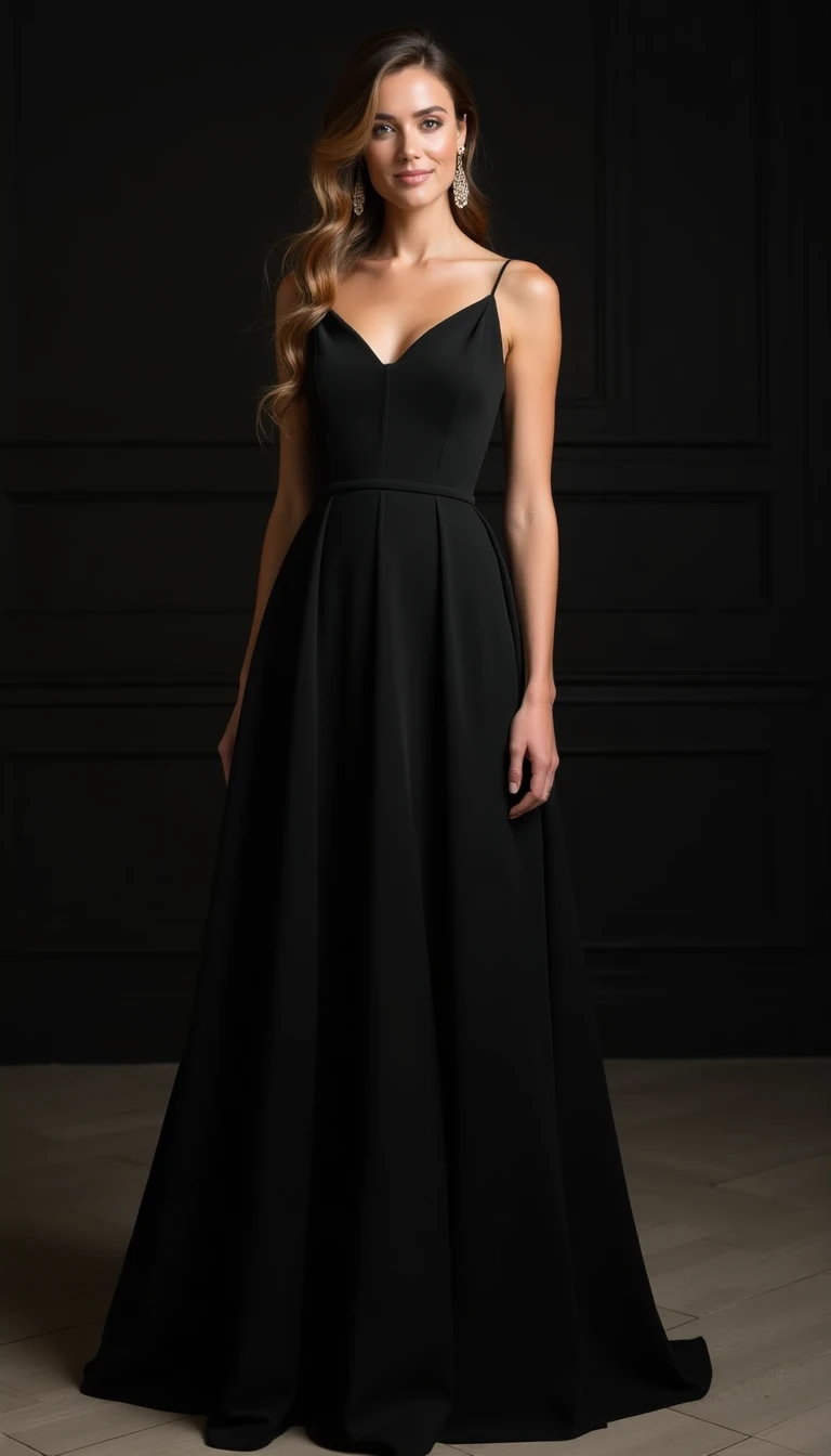 The Classic A-Line Black Tie Wedding Guest Dress