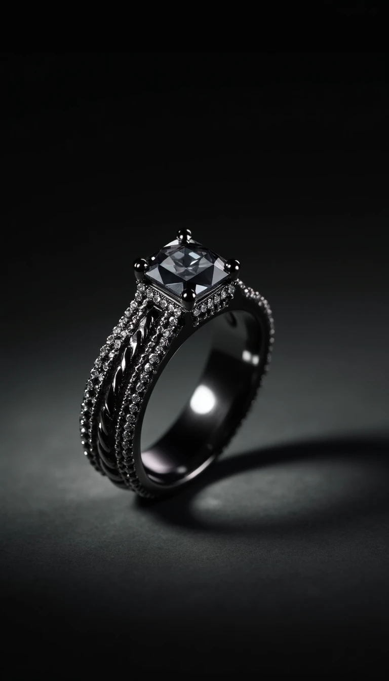 The Bold Statement: A Black Diamond Groom Ring