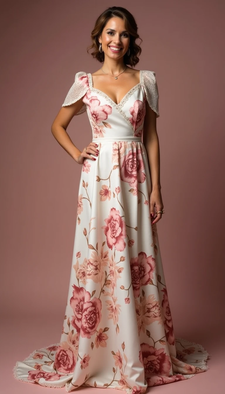 Romantic Floral Print Mother Of The Bride Gown for Whimsical Charm