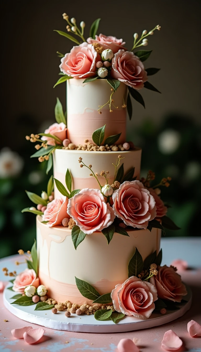 Floral Fantasy: A Boho Wedding Cake Bursting with Blooms