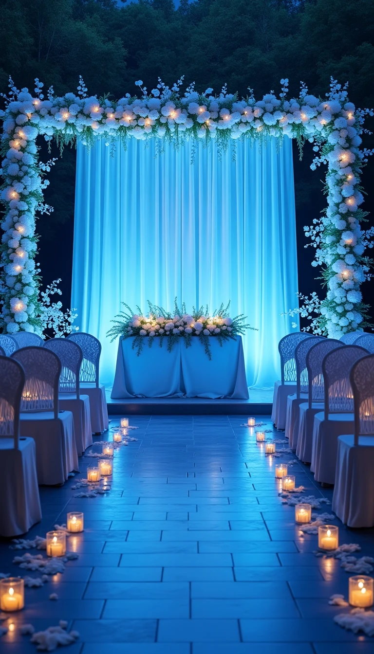 Enchanting Blue Wedding Theme Ceremony Decor