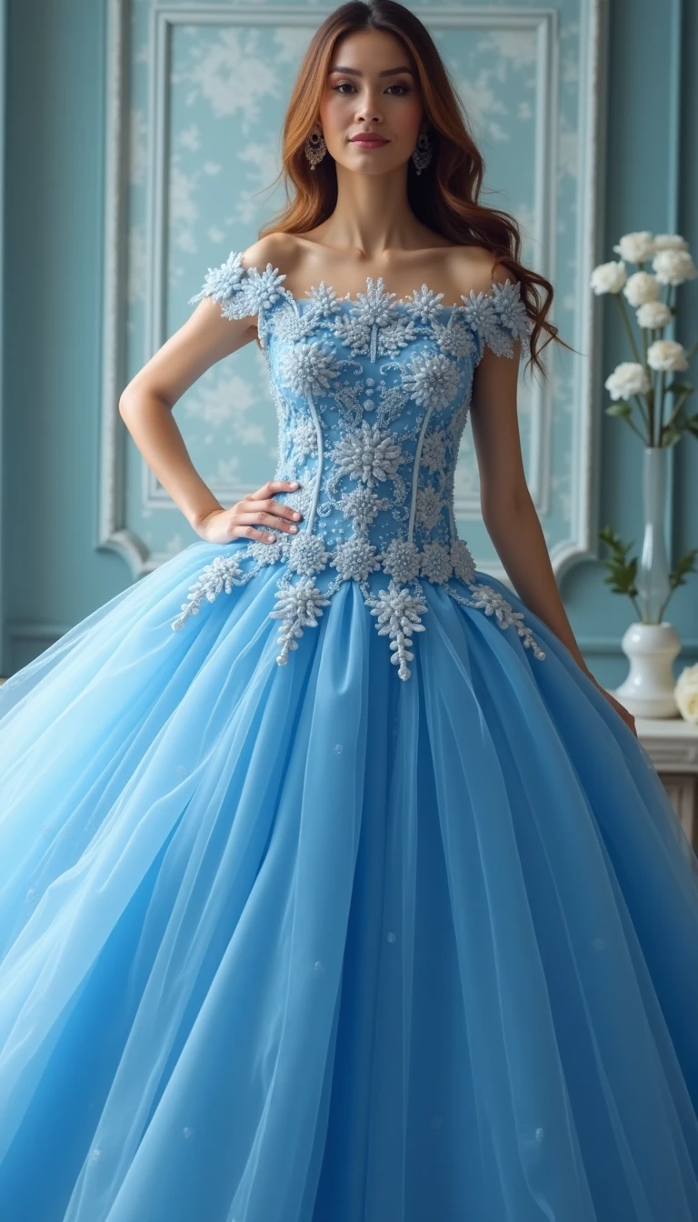 Enchanting Blue and White Wedding Attire
