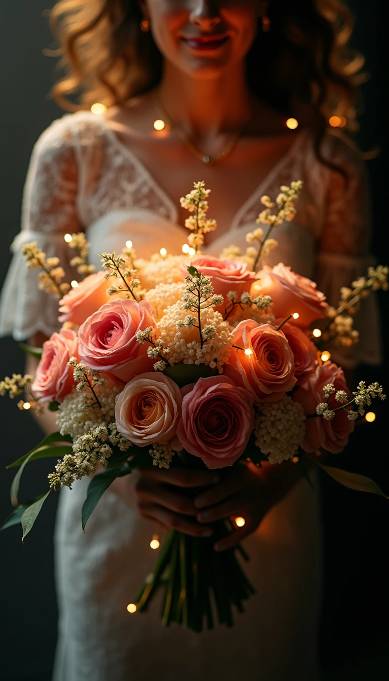 Enchanting Fairy Light Boho Wedding Bouquet