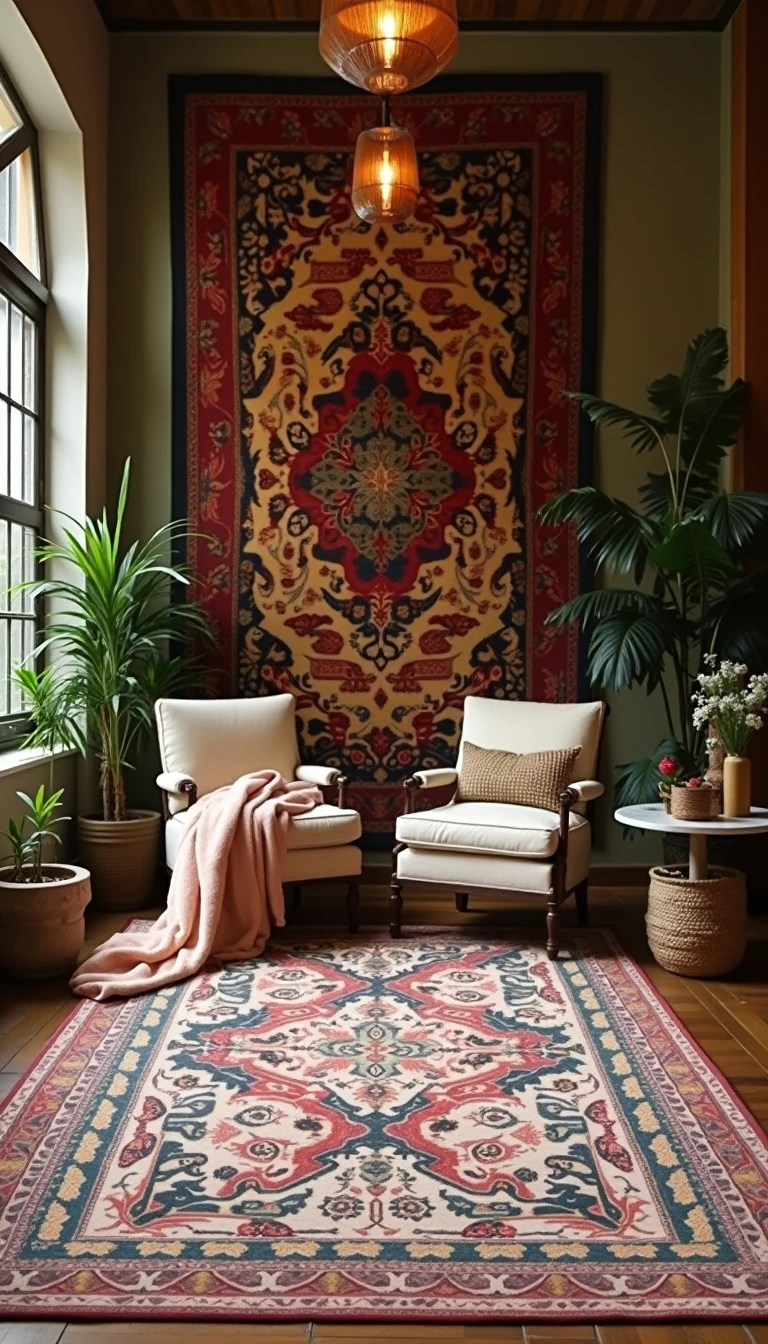 Vintage Rugs: A Cozy Boho Wedding Idea for Your Ceremony