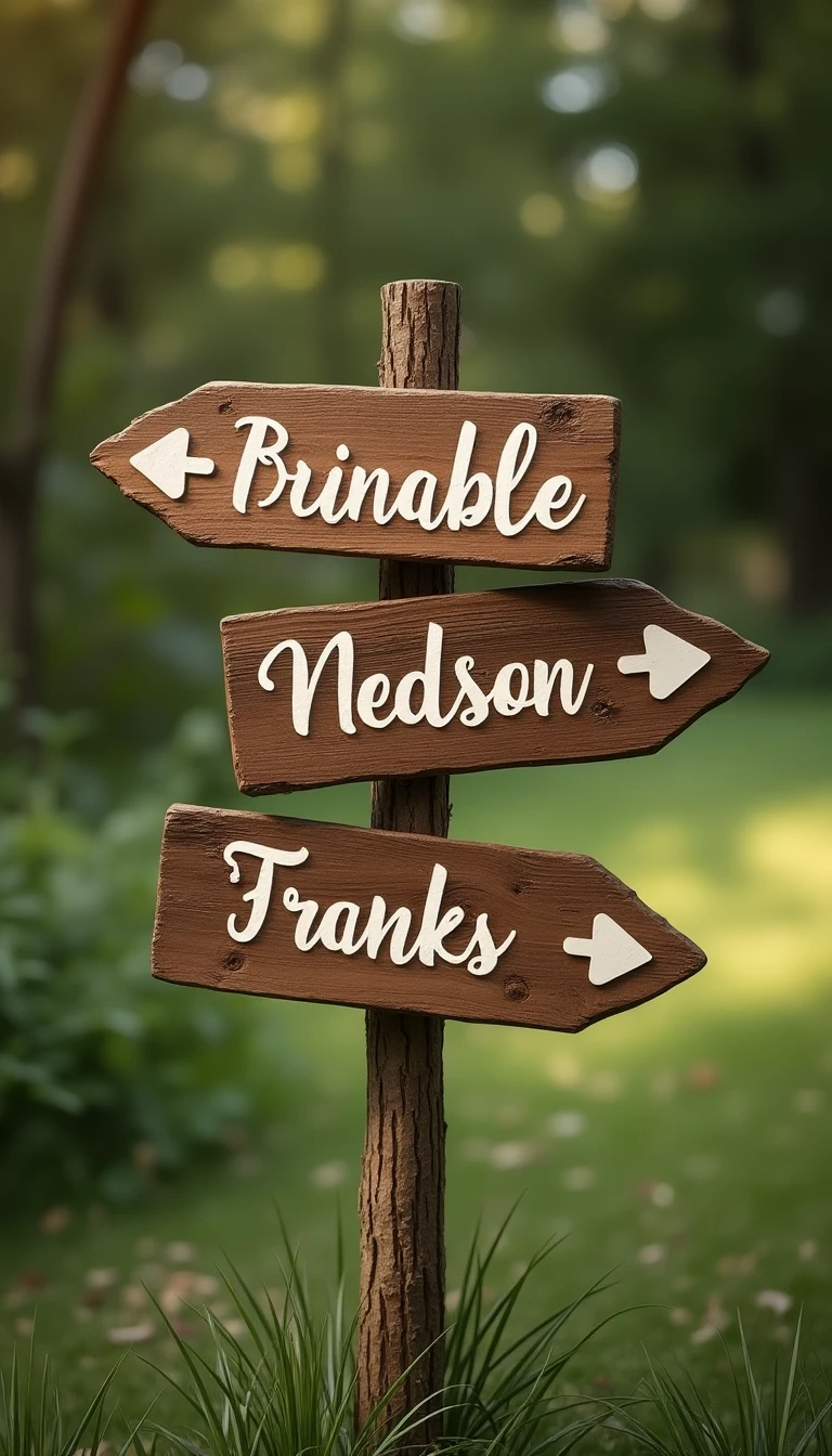 Rustic Wooden Signs: Directional Wedding Aisle Decorations Outdoor