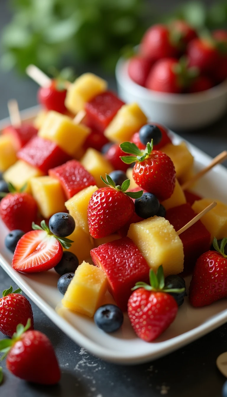 Elegant Fruit Skewers: A Vibrant Bridal Shower Food Option