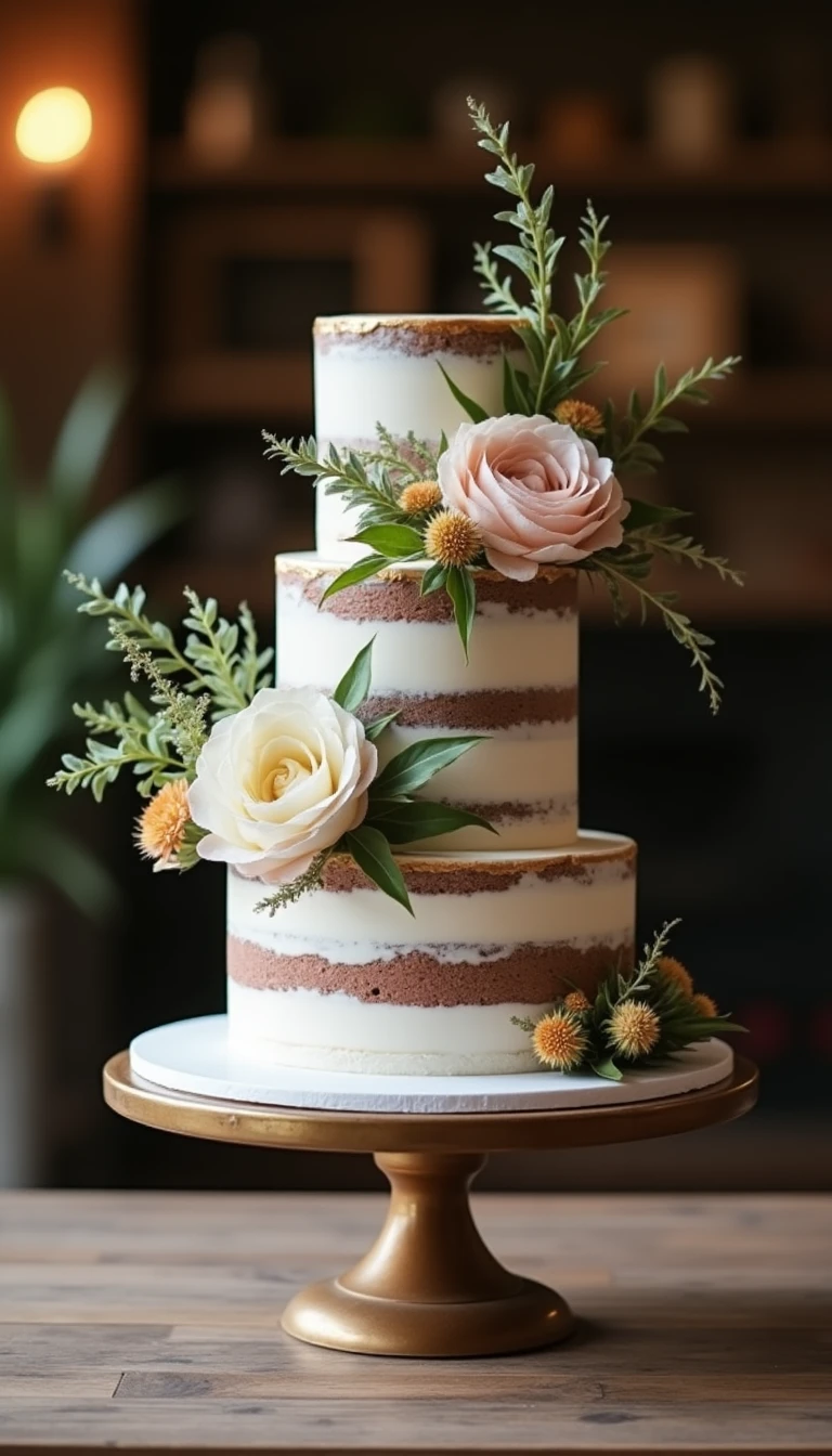 Naked Elegance: The Boho Wedding Cake with an Unadorned Touch