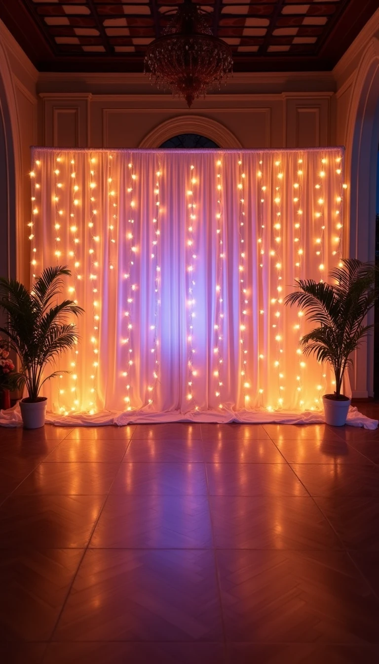 A Magical Fairy Light Wedding Reception Backdrop