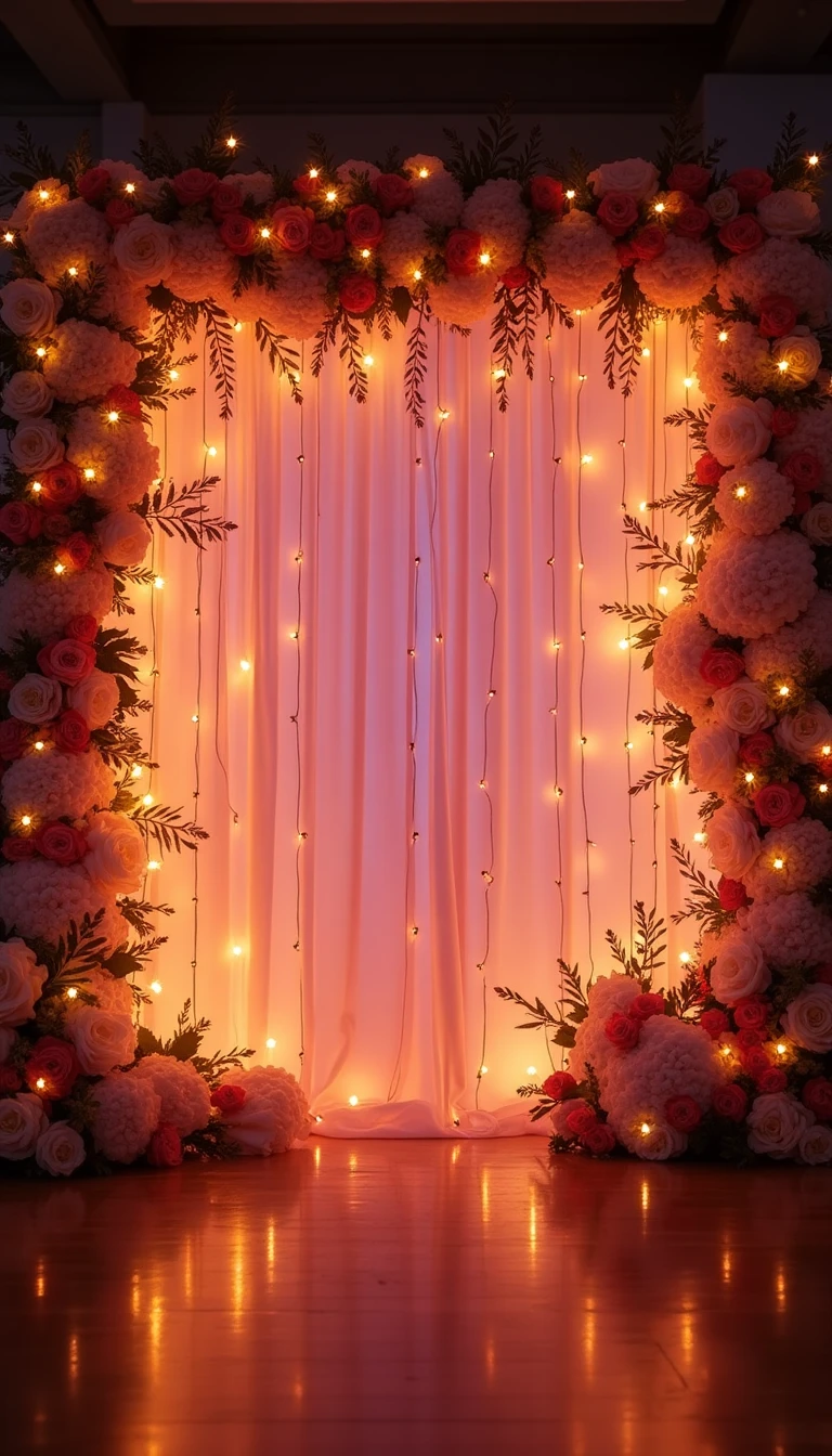 Magical Fairy Light Wedding Backdrop Reception