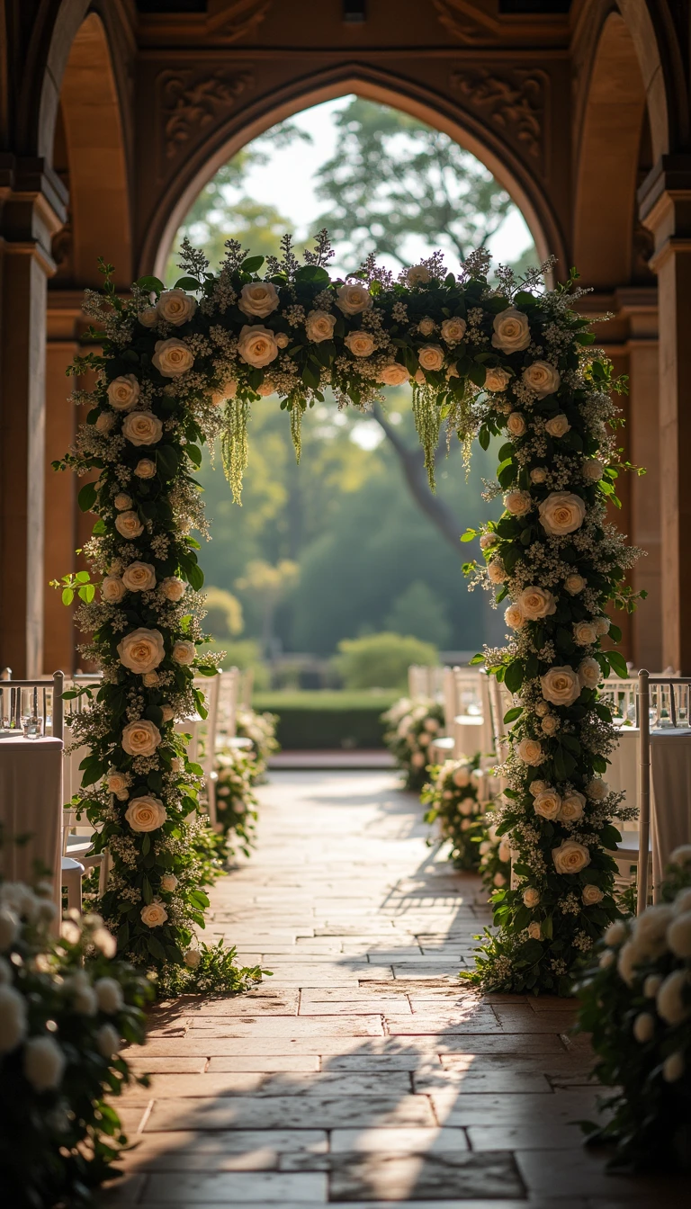Enchanting Black and White Wedding Decor: Ceremony Arch